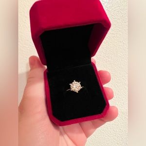 Sterling silver moissanite 6 prong 2ct engagement ring- size 6